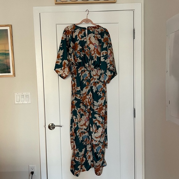 From Sunrise Teal Floral Print Bell Sleeve Wide-Leg Jumpsuit - Picture 10 of 13